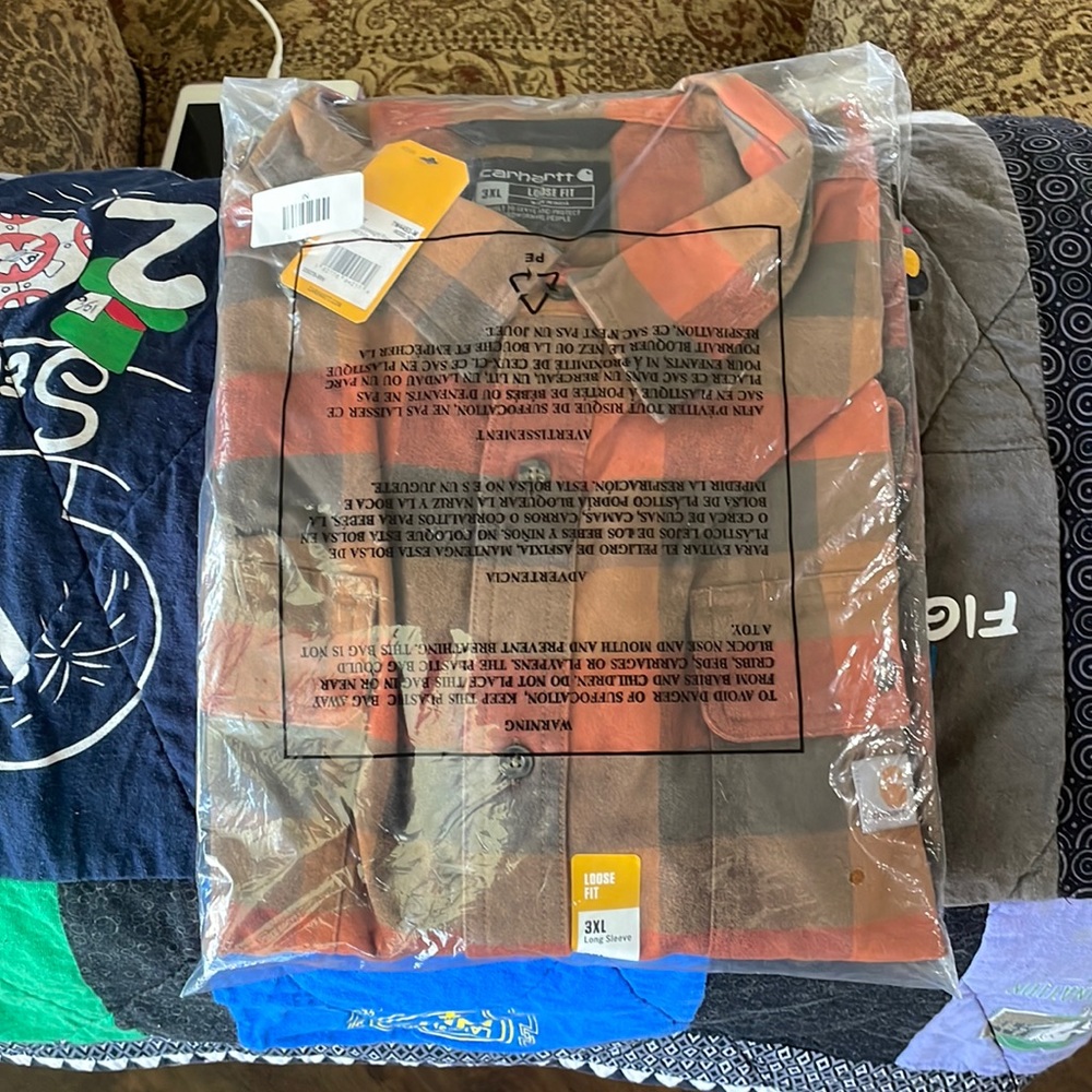 Carhartt Loose FitHeavyweight Flannel Long Sleeve Plaid -3XL - NWT